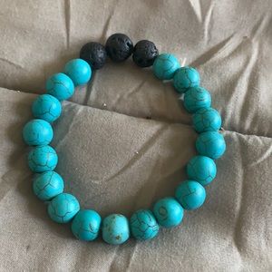 Pretty turquoise & black bead bracelet